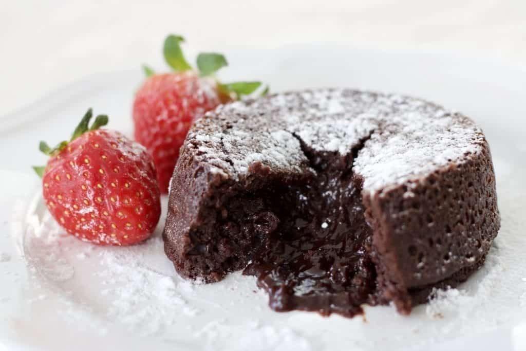 Chocolate Lava Cake with Strawberries