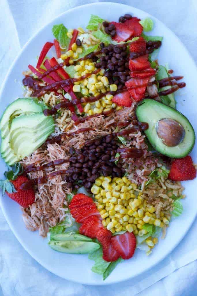 Strawberry BBQ Chicken Salad with Instant Pot frozen chicken