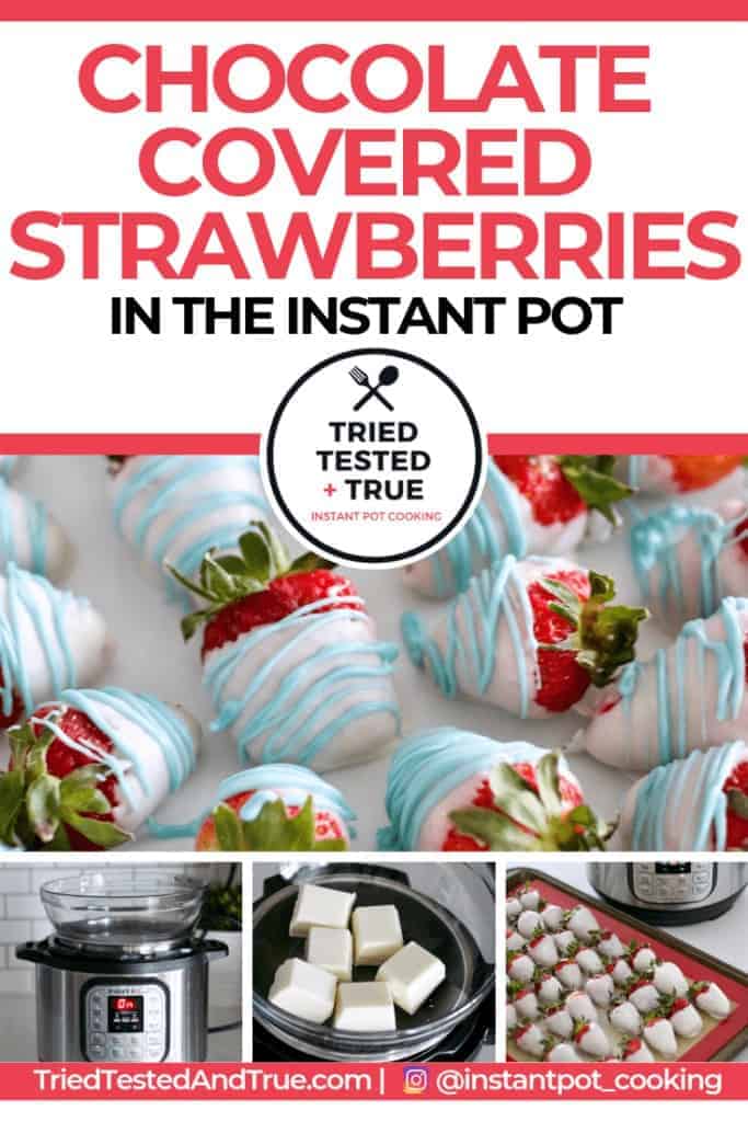 Chocolate Covered Strawberries using the Instant Pot double boiler! Baby Shower Food Ideas, Bridal Wedding shower food ideas for Instant Pot. Tomato Pesto Soup, Bacon Chive Deviled Eggs, and Chocolate Covered Strawberries! Cheap baby shower food, Cheap party food | Tried, Tested, and True Instant Pot Cooking by Lisa Childs