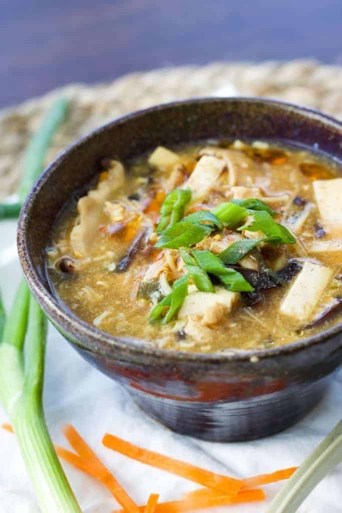Hot and Sour Soup with garnishes