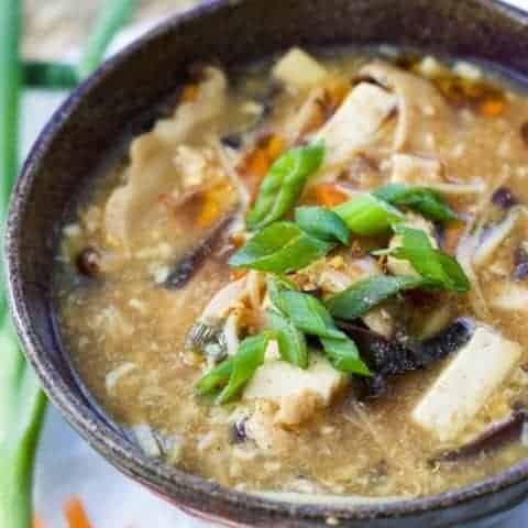 Hot and Sour Soup with garnishes