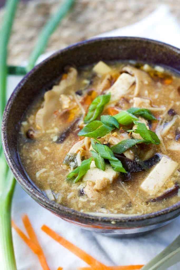 Hot and Sour Soup with garnishes