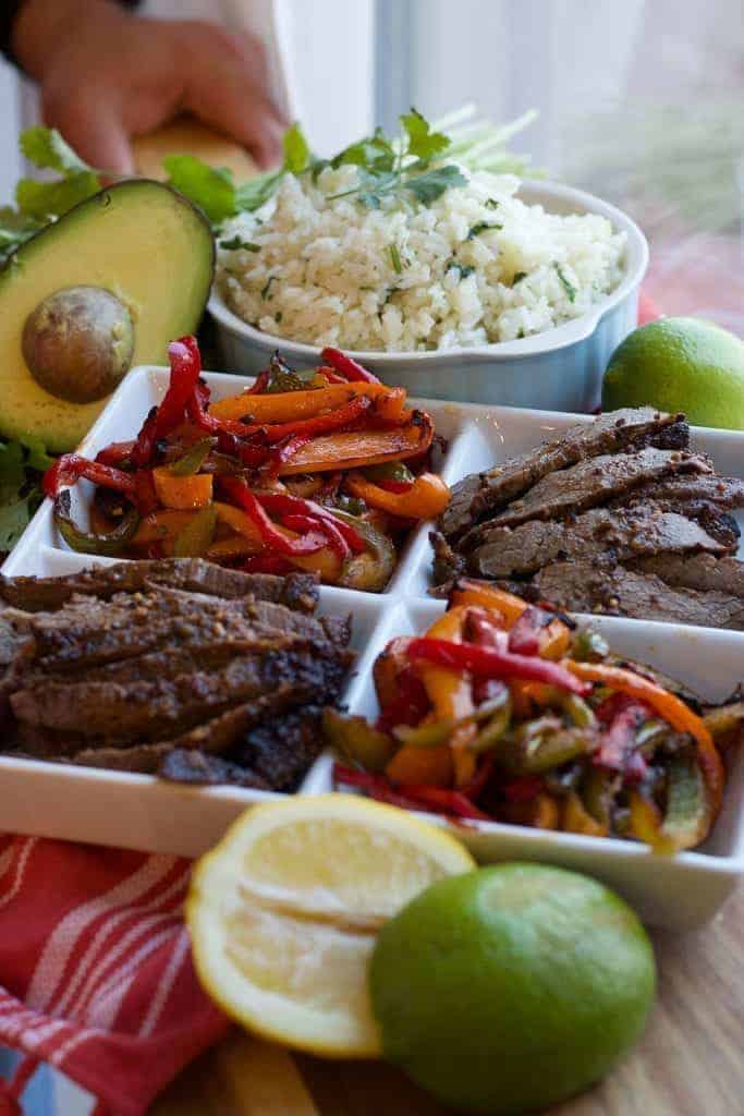 Air Fryer Steak Fajitas and Instant Pot Cilantro Lime Rice