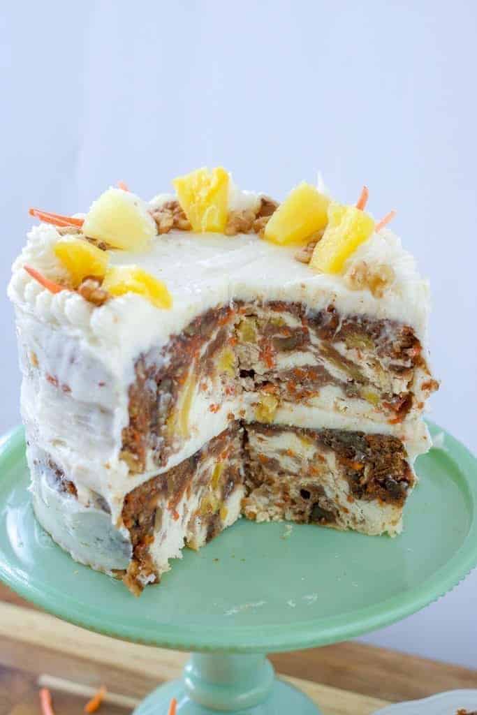 Carrot Cake Cross-Section displaying all ingredients