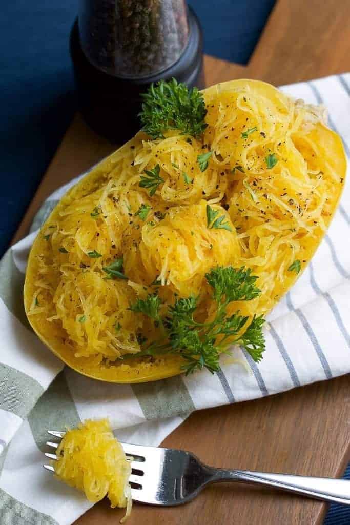Pressure Cooker spaghetti squash with parsley, and pepper 