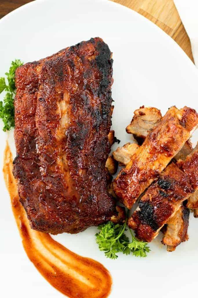  a platter of baby back ribs