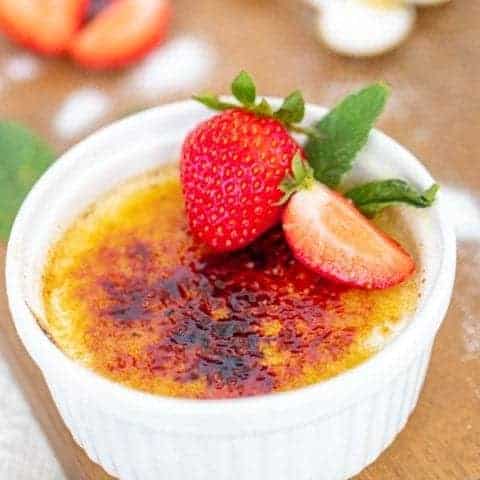 Instant Pot Creme Brulee with strawberries on top