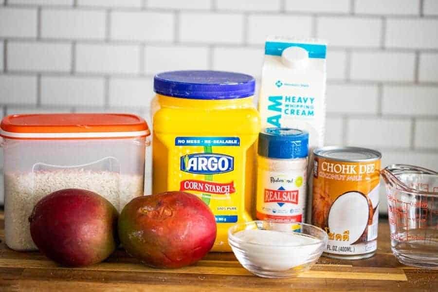 ingredients for Instant Pot mango sticky rice