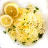 closeup of Instant Pot spaghetti squash with lemon cream sauce