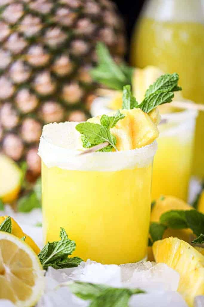 closeup of pineapple ginger lemonade