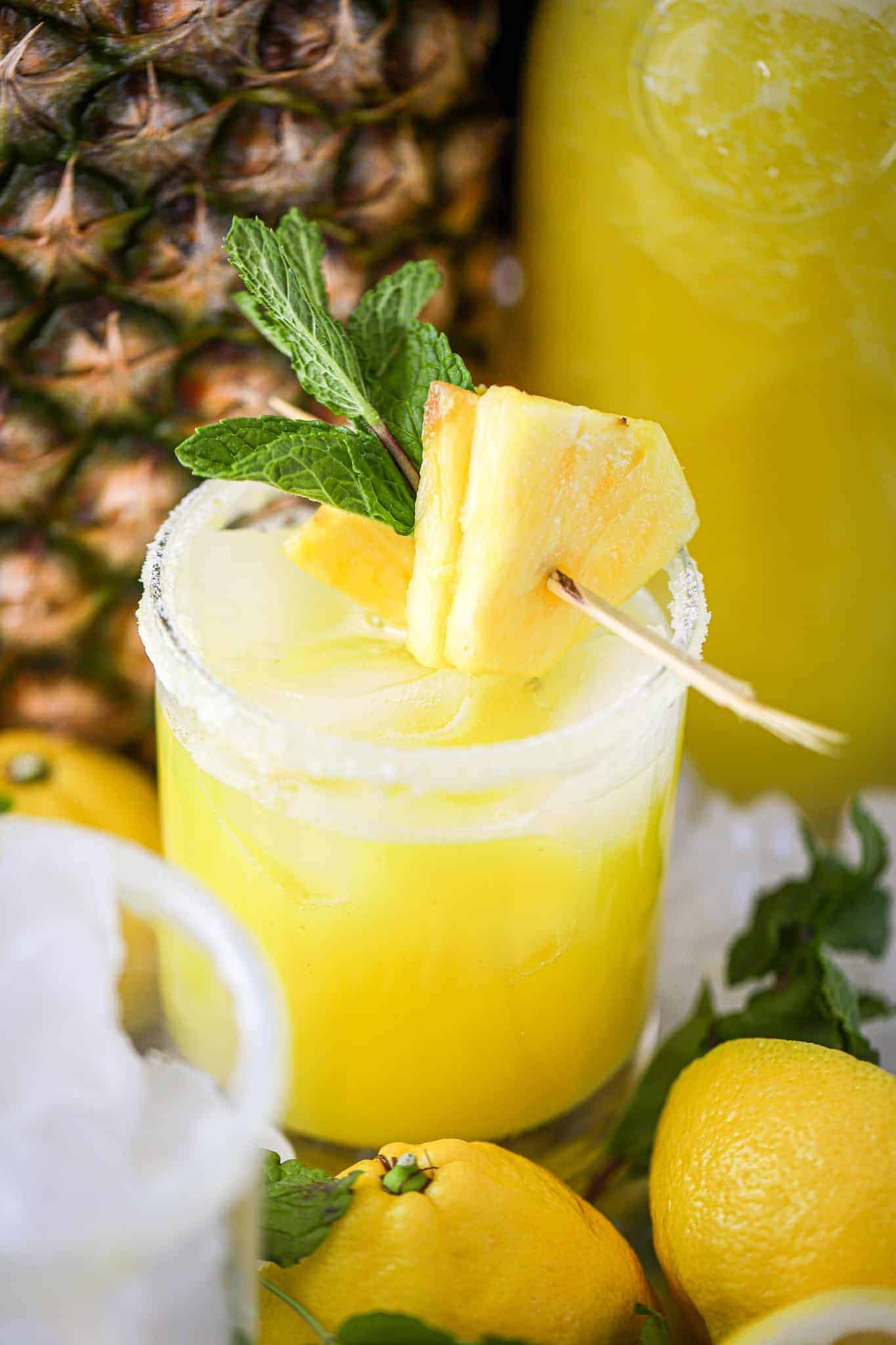 a closeup of pineapple ginger lemonade