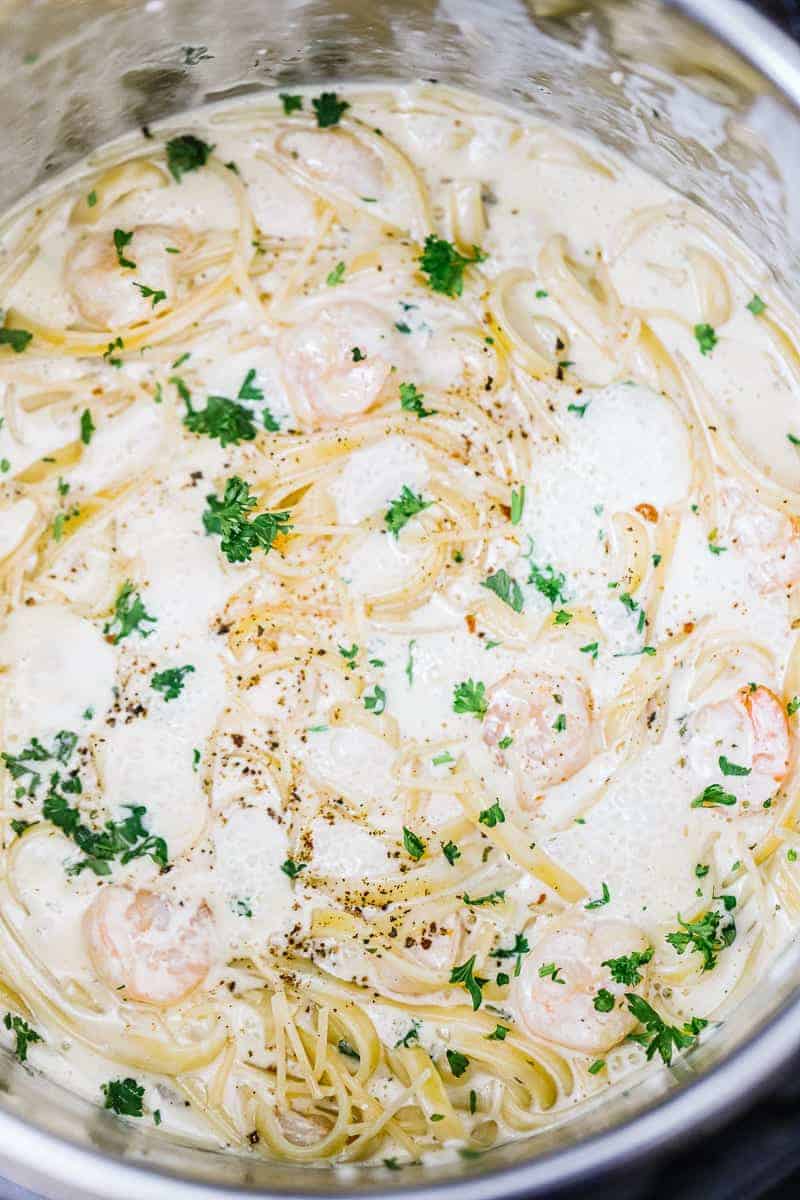 Instant Pot Shrimp Fettuccine Alfredo One Pot Meal