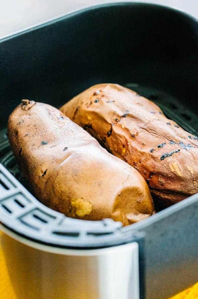 Two sweet potatoes in Air Fryer