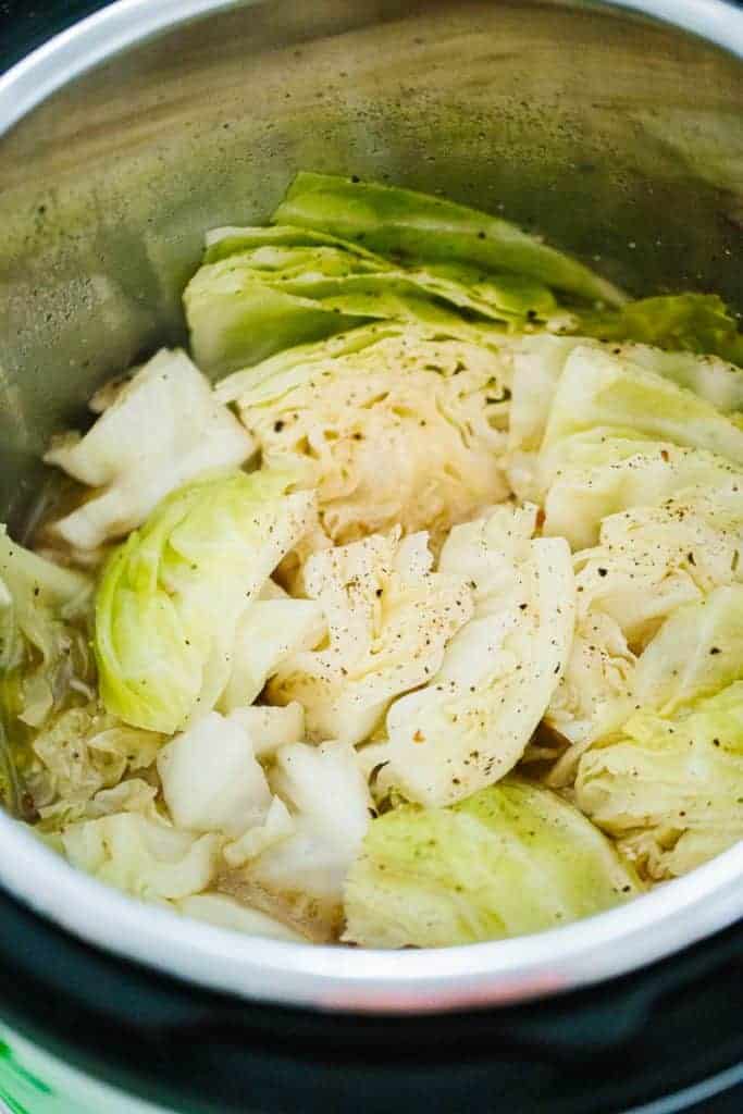 cooked cabbage pieces in instant pot