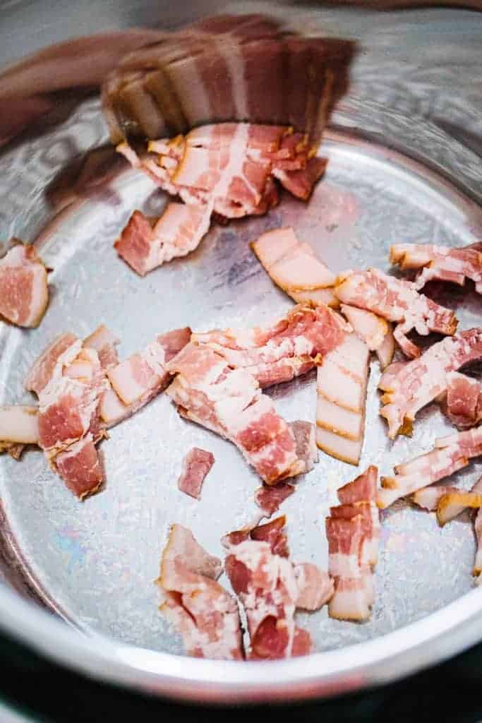 raw bacon pieces in instant pot