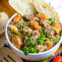 Instant Pot beef stew with bread