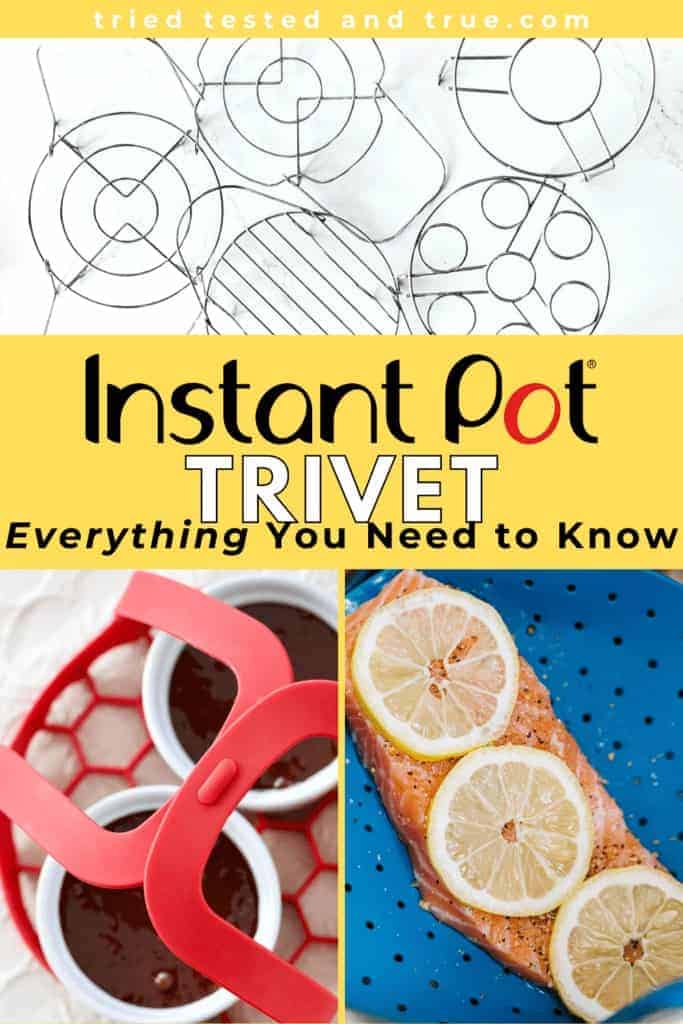graphic for the Instant Pot trivet with three images using the trivet