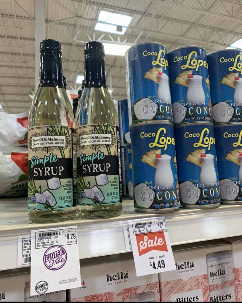 cream of coconut on a grocery store shelf