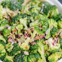 close up of broccoli salad